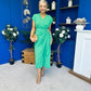 Opal Gold Clasp Detailed Midi Dress Emerald