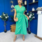 Opal Gold Clasp Detailed Midi Dress Emerald