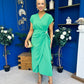 Opal Gold Clasp Detailed Midi Dress Emerald