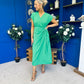 Opal Gold Clasp Detailed Midi Dress Emerald