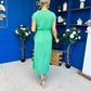 Opal Gold Clasp Detailed Midi Dress Emerald