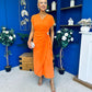 Opal Gold Clasp Detailed Midi Dress Amber
