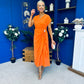 Opal Gold Clasp Detailed Midi Dress Amber