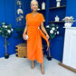 Opal Gold Clasp Detailed Midi Dress Amber