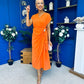Opal Gold Clasp Detailed Midi Dress Amber