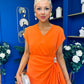 Opal Gold Clasp Detailed Midi Dress Amber