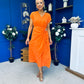 Opal Gold Clasp Detailed Midi Dress Amber