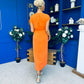 Opal Gold Clasp Detailed Midi Dress Amber