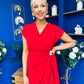Opal Gold Clasp Detailed Midi Dress Red