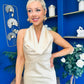 Deirdre Cowl Neck Satin Occasion Dress Blush Yellow