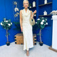 Deirdre Cowl Neck Satin Occasion Dress Blush Yellow