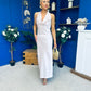 Deirdre Cowl Neck Satin Occasion Dress Blush