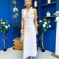 Deirdre Cowl Neck Satin Occasion Dress Blush