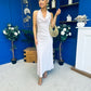 Deirdre Cowl Neck Satin Occasion Dress Blush