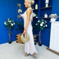 Deirdre Cowl Neck Satin Occasion Dress Blush