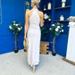 Deirdre Cowl Neck Satin Occasion Dress Blush