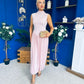 Faye Drop Waist Detailed Midi Dress Pink