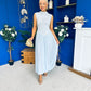 Faye Drop Waist Detailed Midi Dress Blue