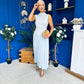 Faye Drop Waist Detailed Midi Dress Blue
