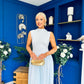 Faye Drop Waist Detailed Midi Dress Blue