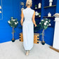 Faye Drop Waist Detailed Midi Dress Blue