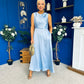 Blake Gathered Satin Occasion Dress Blue