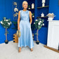 Blake Gathered Satin Occasion Dress Blue