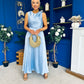 Blake Gathered Satin Occasion Dress Blue