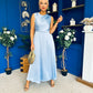 Blake Gathered Satin Occasion Dress Blue