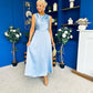 Blake Gathered Satin Occasion Dress Blue