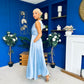 Blake Gathered Satin Occasion Dress Blue