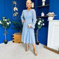Kaylinn Banded Midi Dress Coco Polka Blue
