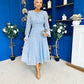 Kaylinn Banded Midi Dress Coco Polka Blue