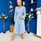 Kaylinn Banded Midi Dress Coco Polka Blue