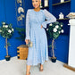 Kaylinn Banded Midi Dress Coco Polka Blue