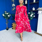 Kaylinn Banded Midi Dress Floral Rose
