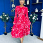 Kaylinn Banded Midi Dress Floral Rose