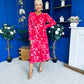 Kaylinn Banded Midi Dress Floral Rose