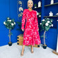 Kaylinn Banded Midi Dress Floral Rose