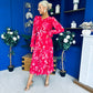 Kaylinn Banded Midi Dress Floral Rose