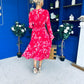 Kaylinn Banded Midi Dress Floral Rose