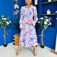 Kaylinn Banded Midi Dress Floral Pwr Blue