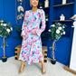 Kaylinn Banded Midi Dress Floral Pwr Blue