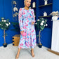 Kaylinn Banded Midi Dress Floral Pwr Blue