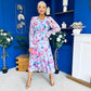 Kaylinn Banded Midi Dress Floral Pwr Blue
