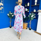 Kaylinn Banded Midi Dress Floral Pwr Blue