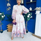 Martina Detailed Occasion Shirt Dress Floral Cream