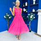 Kim Lace & Tulle Occasion Dress Fuchsia