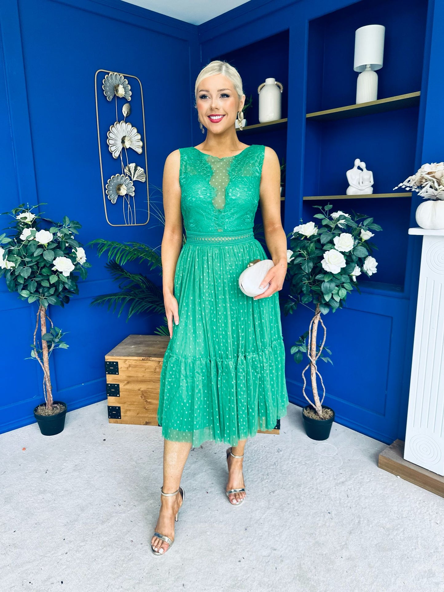 Kim Lace & Tulle Occasion Dress Emerald