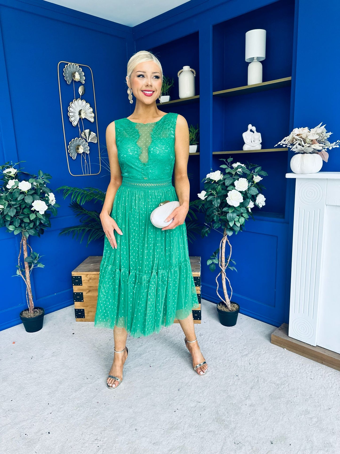 Kim Lace & Tulle Occasion Dress Emerald